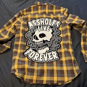 Assholes Live Forever- Long Sleeve Flannel - NWOT